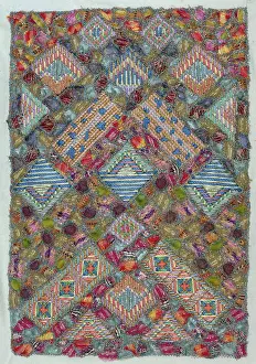 Triangles: Embroidered Pattern ? multi-coloured squares