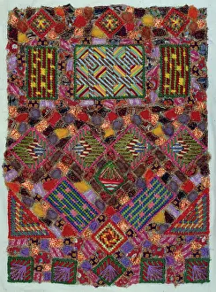 Jazzy: Embroidered Pattern ? with multi-coloured squares