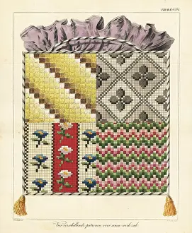 Interior Decoration: Four embroidery sampler patterns for a work basket