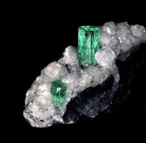 Beryl: Emerald on calcite