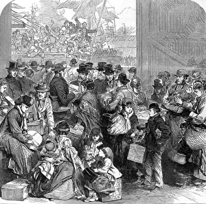 Emigrating: Emigrants about to board the Ganges, London 1870