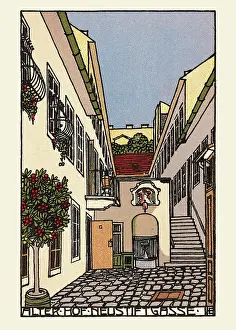 Neustiftgasse: Emil Hoppe. Old courtyard in Vienna
