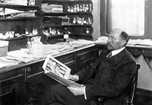 Behring: Emil von Behring at his desk, 1916