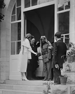 Descendent: Emir Abdullah of Transjordan shaking hands with