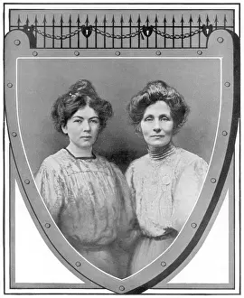 Wspu: Emmeline and Christabel Chaining Themselves to Railings 1908