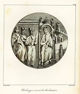 8th Century: Emperor Charlemagne receiving ambassadors of Constantine