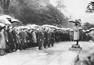 Urged: Emperor Hirohito thanks coal miners for increased