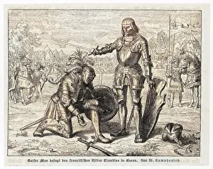 Knighting: Emperor Maximilian knighting Claude de Barre