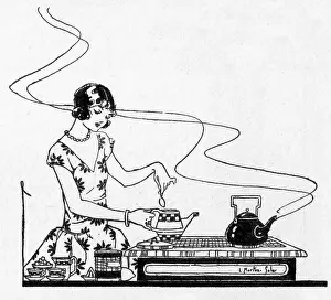 Cookery: The Empire Cookery Book - Lady making a pot of tea