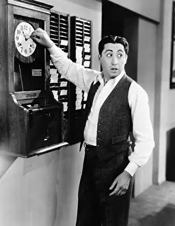 Cautious: Employee changing time clock
