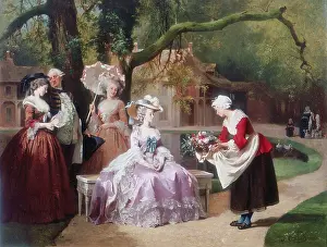 Eugenie: Empress Eugenie presented with bouquet by peasant