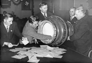 Ballot: Emptying the ballot box in Vienna, 1938