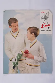 Cheesy: Emu cricket jumper pattern, father and son