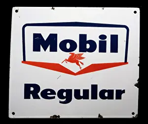 Mobil: Enamel sign advertising Mobil Regular