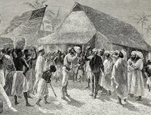 Ujiji: Encounter between the explorers Sir Henry Morton