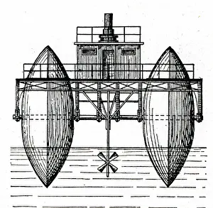 Bazins: End view of Bazin's Roller Boat Steamer