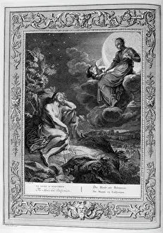 Represented: Endymion and the Moon. Engraved illustration from