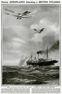 Attackers: Enemy aeroplanes attack British steamer by G. H. Davis