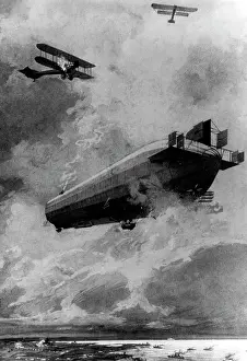 Zeppelins: Enemy aircraft attack German zeppelin