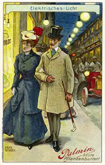 Strolled: energy, electricity, electric light, couple walking