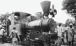 Loco: Engine on mini railway, Schaedel's Farm, Lindi, WW1