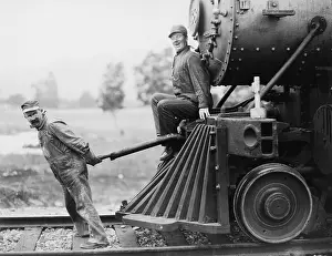 Irritated: Engineers pulling train engine
