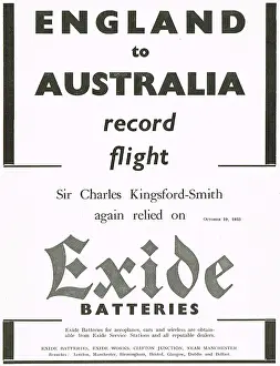 Exide: England Australia Record Flight Used Exide Batteries