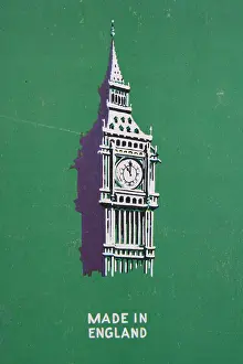 2507: Made in England, big ben clock, 1950's scrap book image
