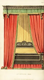 Pelmet: An English four-poster bed with drapes designed
