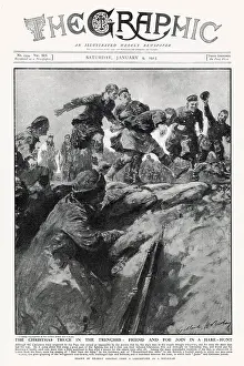 Truce: English & German troops chasing a hare, WW1