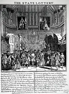 Lottery: English STATE LOTTERY being drawn in 1739
