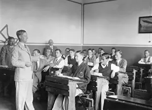 Grammar: English teacher instructs German exchange students, 1934