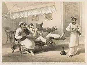 Hindustani: Englishman learning Hindustani in India, 1860, British raj