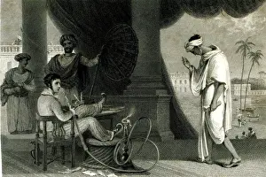 Salaam: Englishman sitting smoking a hookah, India