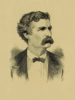 Humorist: An engraved portrait print of Mark Twain