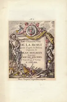 Holbeins: Engraved title page to Triumph of Death, with