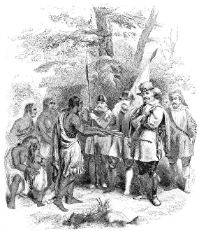 Rappahannock: Engraving 1608 Surrender of the Chief of Rappahannocks to