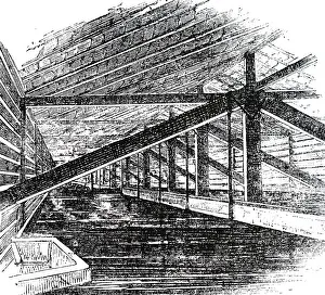 1866: An engraving of Brewing: cooling the wort after