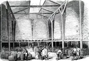 1847: An engraving of Brewing: storage vats at Barclay