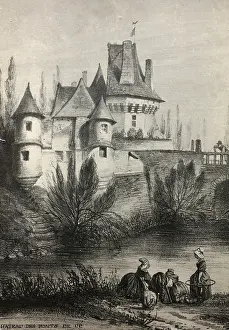 Coiffes: Engraving, Chateau des Ponts-de-Ce, Angers, Maine-et-Loire