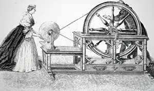 Nollet: Engraving depicting Abbe Nollet's static electric machine