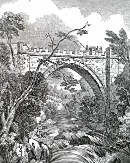 Rokeby: An engraving depicting the Abbey Bridge