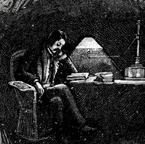 Incandescent: Engraving depicting an adjustable reading lamp