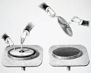 Alessandro: Engraving depicting Alessandro Volta's electrophorus