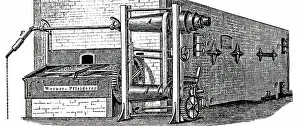 Bakery: An engraving depicting an automatic biscuit oven