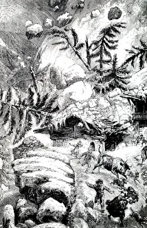Avalanche: An engraving depicting an avalanche
