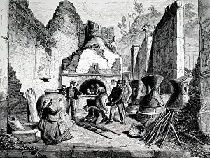 Baking: An engraving depicting a bakery, Pompeii