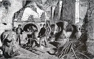 Bakery: An engraving depicting a bakery in Pompeii