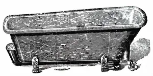 Heating: An engraving depicting a bath with a gas burner