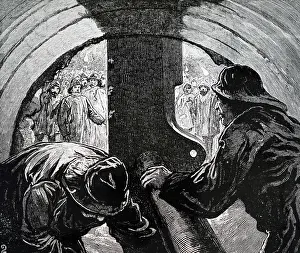 Mersey: Engraving depicting a Beaumont drilling machine